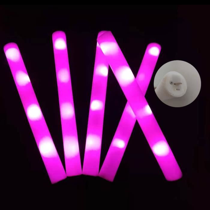 15pcs - rose - Bâtons lumineux LED en mousse colorée, tube