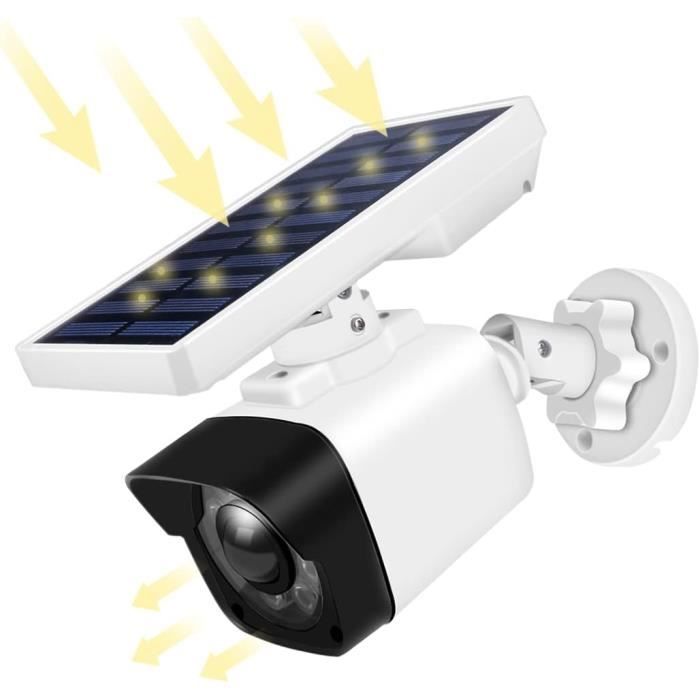 Lot De 2 Caméras Factices Avec Lumière Solaire - Fausse Caméra Sécurité Extérieure LED Clignotante, étanche IP65 - Dissuasion Vol