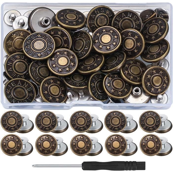 Kit De Réparation Bouton De Jean En Métal - Boutons De Remplacement Ajustables, Neuf, Générique