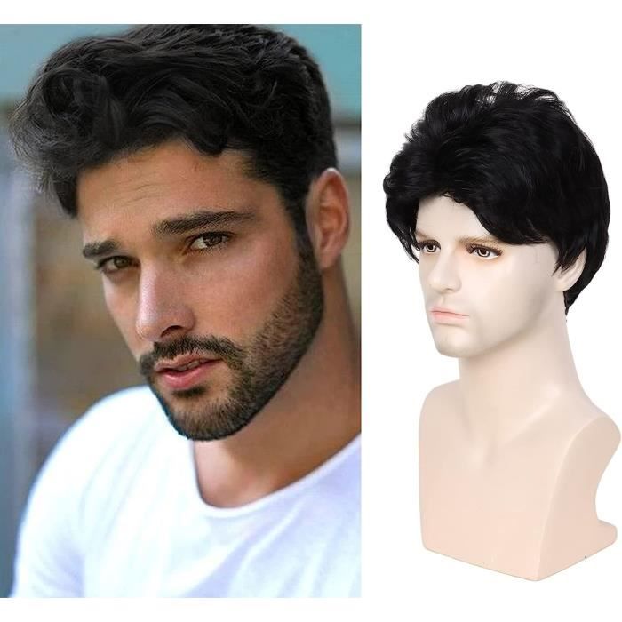 Perruque Homme Naturelle Courte Pour Homme Perruque Noire Avec Frange  Latérale Cheveux Synthétiques En Couches Pour Hallowe[x6810] - Cdiscount Au  quotidien