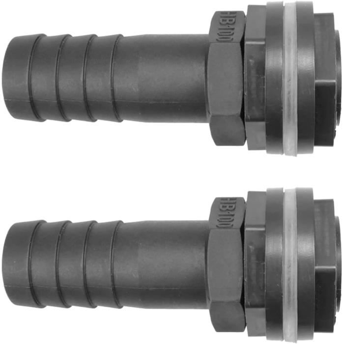 2 Raccords Trop-Plein Cuve Mizikuu - Récupérateur Eau Pluie 1 Pouce Noir