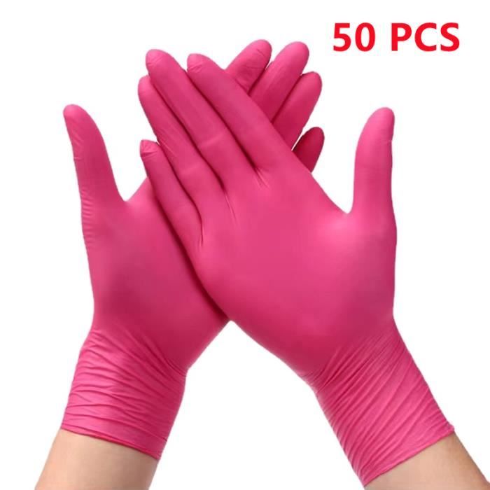Gant ménage-vaisselle,Gants de Protection en Latex Noir pour  Cuisine,Travail en Caoutchouc,user inage,Ménage- Pink 50PCS-S