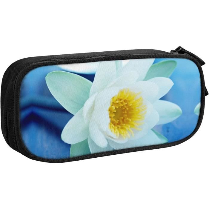 Trousse À Crayons En Cuir Avec Motif Flamant Rose Et Fleurs Pour Filles