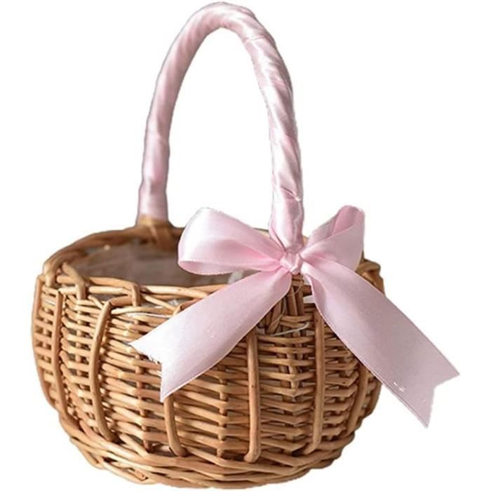 Panier En Osier Avec Poignée - 34x26x25 Cm - Pour Pique-nique, Fruits, Légumes, Fleurs - Déco Rustique Et Pratique