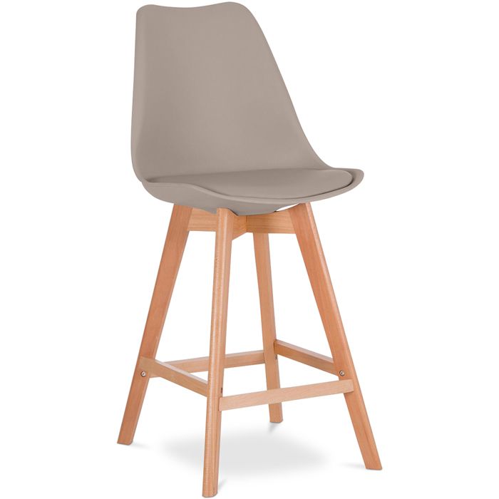 Premium Tabouret de bar Brielle avec coussin de scandinave - Bois Taupe Premium Tabouret de bar Brielle avec coussin de scandinave - Bois Taupe
