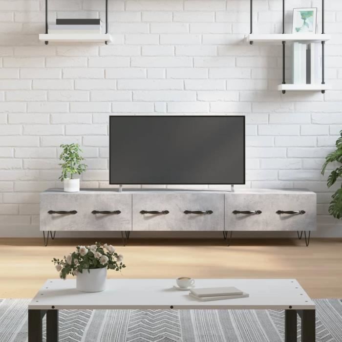 Meuble TV - GKK - gris béton 150x36x30 cm bois dingénierie - Contemporain