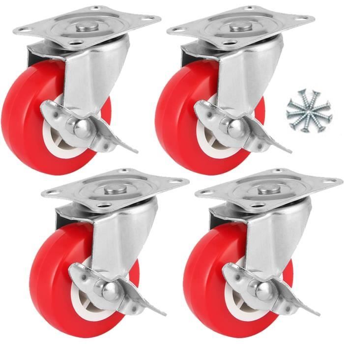 Lot De 4 Roulettes Charge Lourde 65mm - Pivotantes 300kg - Avec Fonction Levage Pour Établis Et Meubles