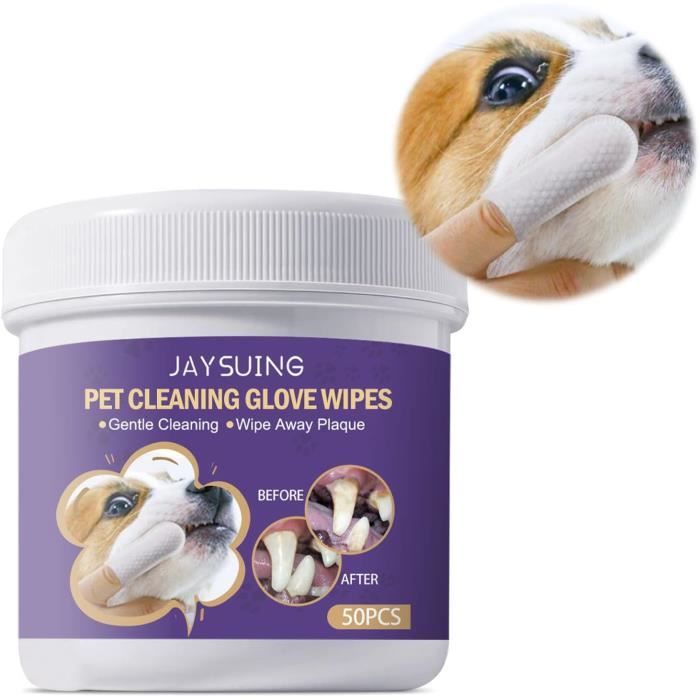 Lot de 50 lingettes dentaires pour chien,Lingettes Nettoyantes Chien et Chat, Lingettes pour