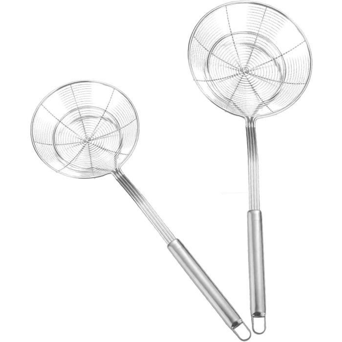 8PCS Passoire Fondue, Ecumoire Inox avec Poigne Longue, Passoire Fondue Chinoise pour Soupe Fondue chinoise Th au Lait Perl (Diamtre : 8 cm, Longueur: 29.5 cm