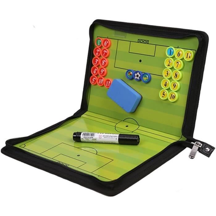 Tableau Tactique De Football Magnétique – Dimensions 33 X 50 Cm Déplié – Portable, Pliable – Avec Marqueurs, Gomme – Pour Entraîneurs, Coaches, Fans