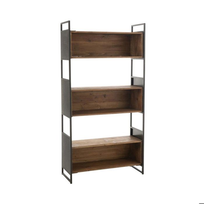 Bibliothèque 6 niveaux 100x40x200 cm en bois recyclé et métal noir