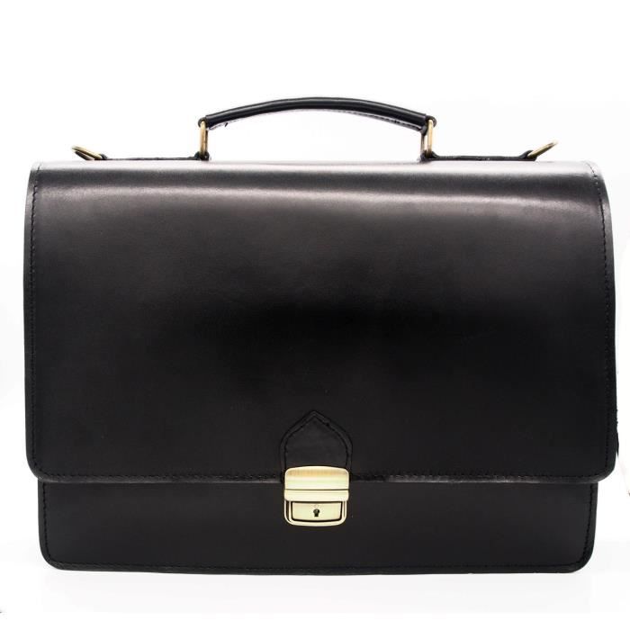 Sac Cartable Vintage En Cuir Noir Années 50/60 - Porte-documents, Occasion