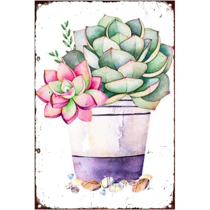 Plaque Métal Vintage 36x25cm – Savon à La Rose, Motif Fleurs, Décoration Murale