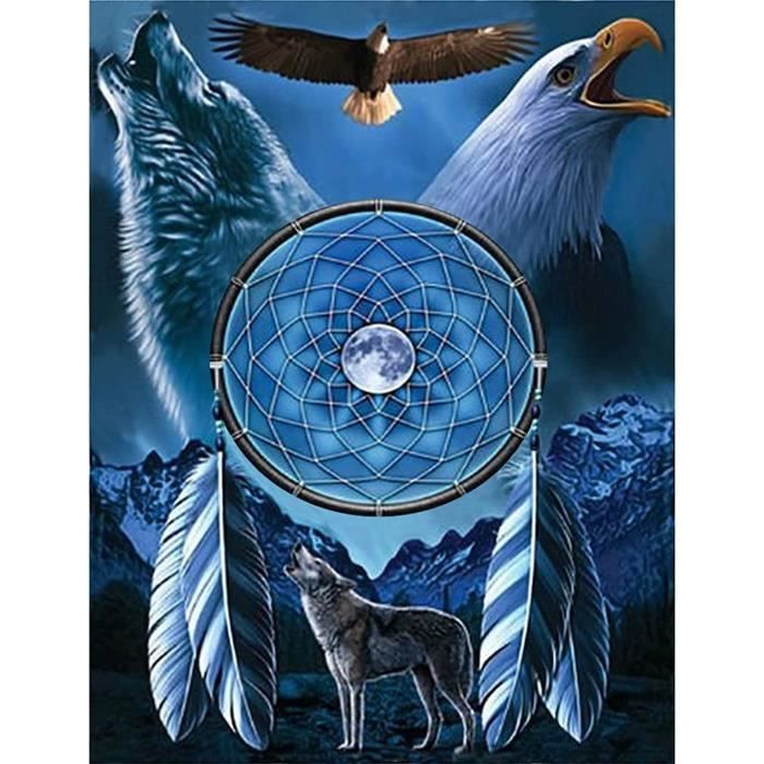 Kit Diamond Painting Loup - 30x40cm - Broderie Diamant 5D - Déco Murale Adulte - Loisir DIY
