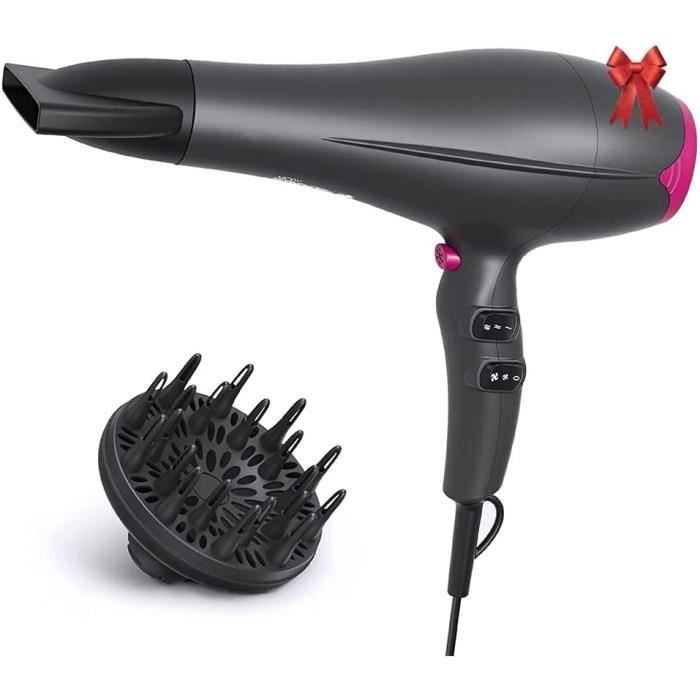Sèche-cheveux Ionique 2400W [2025 Nouveau] Avec Sac De Rangement Et Support, Séchage Rapide, Léger Et Compact, Avec Bouton Chaud/froid, 3 Chauffages, 3 Vitesses/sèche-cheveux De Salon Avec 3 Embouts