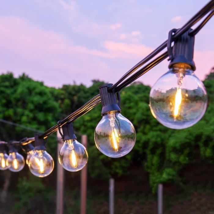 Kawaya Guirlande Guinguette Extérieure 15m Étanche LED Guirlande Lumineuse avec 25 2 G40 Imperméable Ampoules Lumières Incassable pour Jardin Exterieur Fête Terrasse Mariage Blanc Chaud Kawaya Guirlande Guinguette Extérieure 15m Étanche LED Guirlande Lumineuse avec 25 2 G40 Imperméable Ampoules Lumières Incassable pour Jardin Exterieur Fête Terrasse Mariage Blanc Chaud