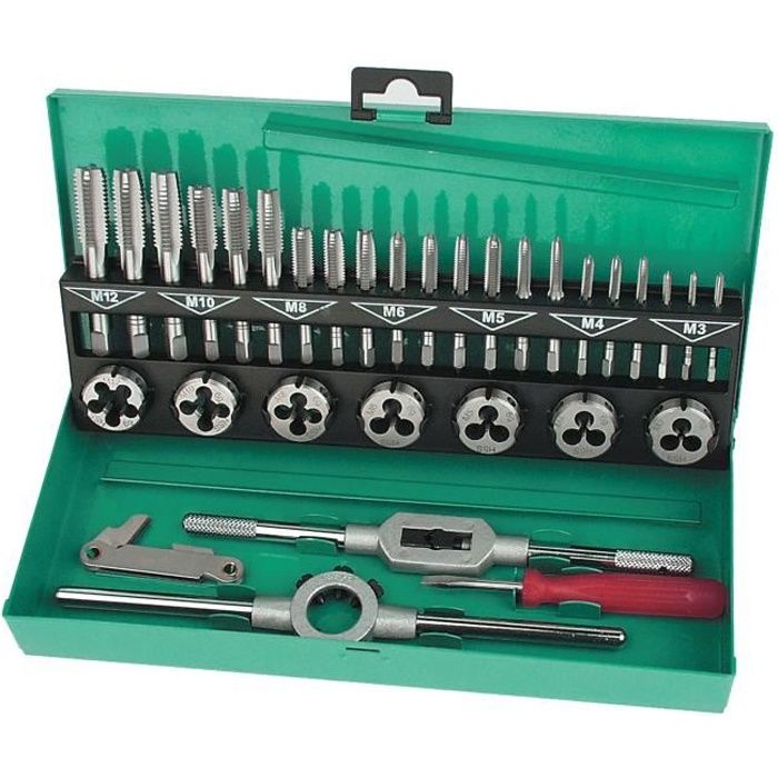Ensemble de tarauds et de filières - Brüder Mannesmann - 32 pcs - Coffret complet - Accessoires inclus