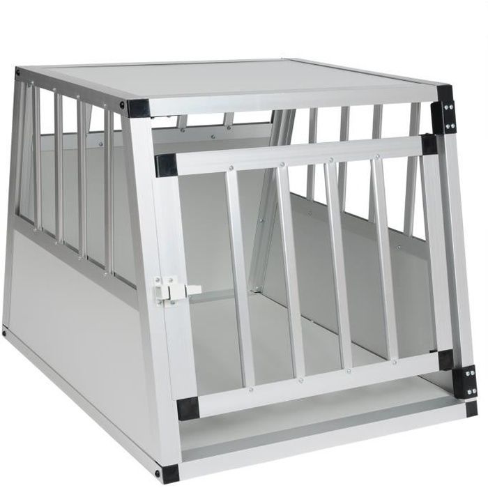 EUGAD Cage de transport pour chien en aluminium, Caisse de transport, Boîte de transport,Boîte de voyage, 69x54x51 cm, Blanc