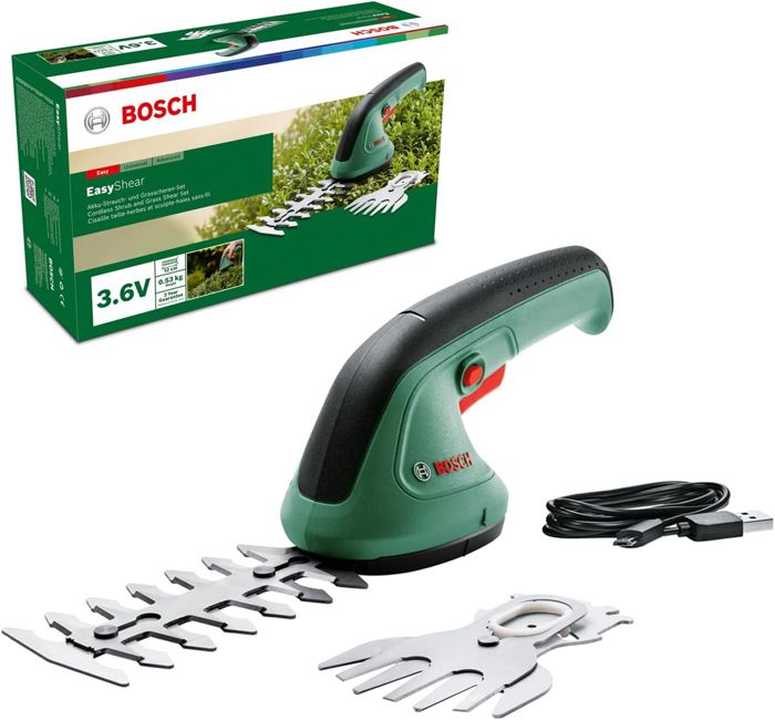 Bosch Cisaille de jardin/ Taille haie EasyShear batterie 3 6 V intégrée autonomie : 40 min longueur de lame : 12 cm arbustes / 8 cm herbe boîte en carton - vue 6