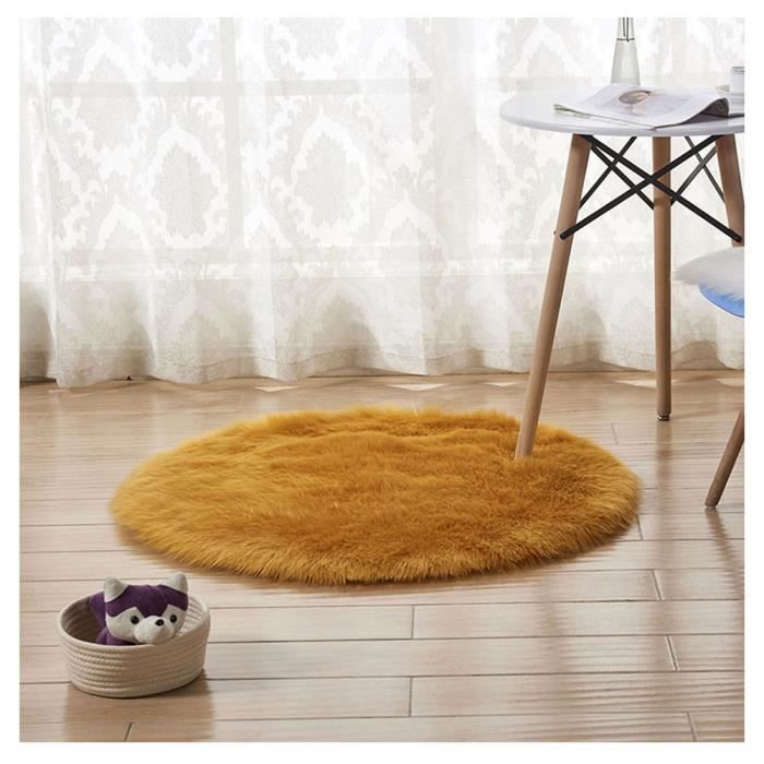 Tapis en Fausse Fourrure Rond Blanc, 45 x 45 cm Imitation Polaire Moelleuse Zone Tapis antid/érapant Tapis de Yoga pour Le Salon Chambre /à Coucher Canap/é Tapis de Sol