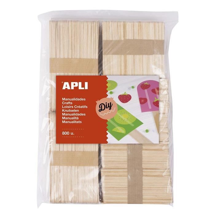 APLI Kids - Sachet de 800 btons en bois naturel de tailles assorties - 17454