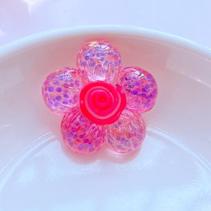 50 Perles Décoratives Roses En Résine - à Dos Plat, Pour Création
