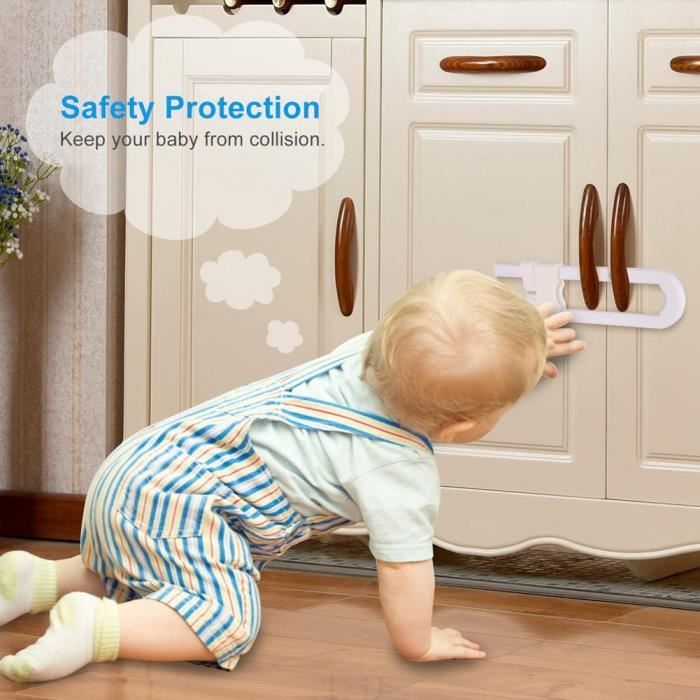 Haute Qualité-Atyhao Bébé Enfants Protection Sécurité Serrure Bloque  Fermeture Porte Tiroir Frigo Forme U yotanroom