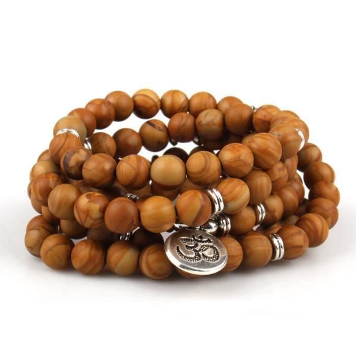 Oasymala Bracelet Mala 108 Perles 6mm - Collier Yoga Zen Bouddha Lotus Prière