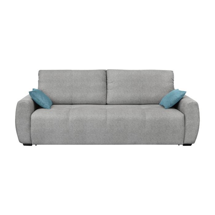 CALICOSY - Canapé convertible 3 places avec coffre et matelas ressort L246 cm - ALBA - Gris CALICOSY - Canapé convertible 3 places avec coffre et matelas ressort L246 cm - ALBA - Gris