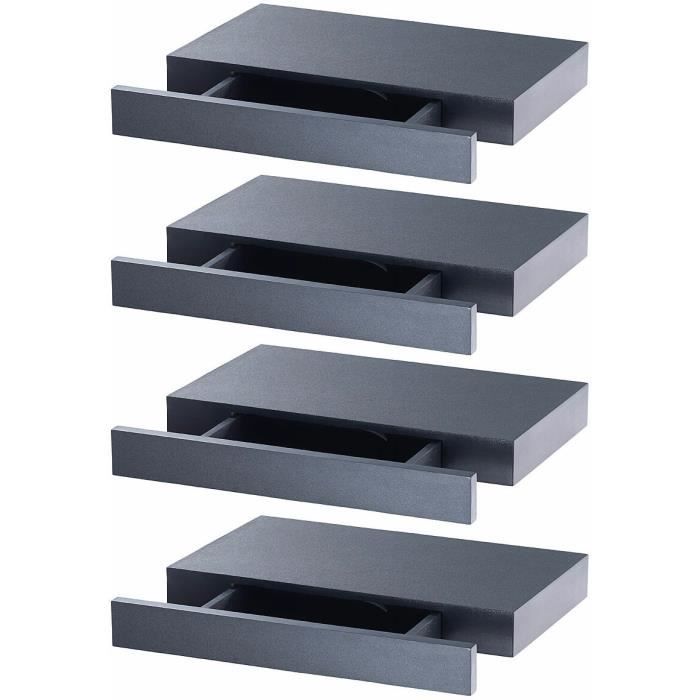 Étagère murale avec tiroir secret - CARLO MILANO - Noir - Style scandinave et moderne - Dimensions 40x25x5cm Étagère murale avec tiroir secret - CARLO MILANO - Noir - Style scandinave et moderne - Dimensions 40x25x5cm