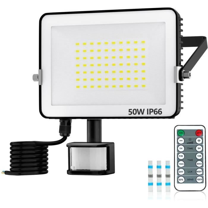 Projecteur LED extérieur CHANGM - 50W - Blanc froid - Détecteur de mouvement - IP66