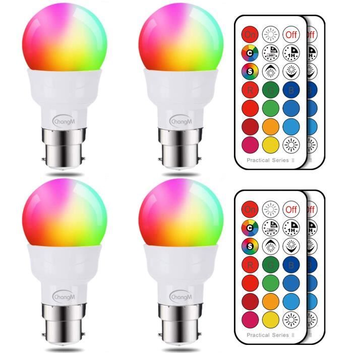 Ampoule LED B22 RGB ILC - 5W, 16 Couleurs, Télécommande - Éclairage Ambiance, Effets Lumineux
