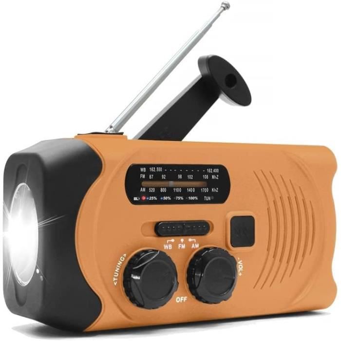 Radio à manivelle à énergie solaire, radio à manivelle d'urgence avec Radio à manivelle à énergie solaire, radio à manivelle d'urgence avec