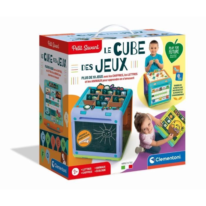 jeu éducatif pour enfant - clementoni - mon cube des jeux - bleu - mixte
