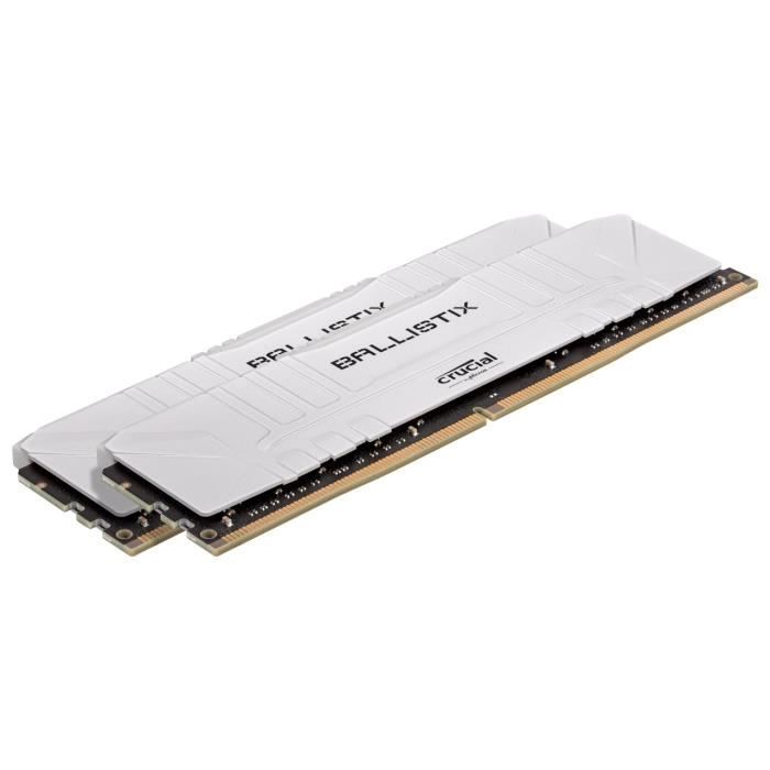 Vente Memoire PC CRUCIAL Ballistix White 2x8GB (16GB Kit) DDR4 3000MT/s  CL15 pas cher