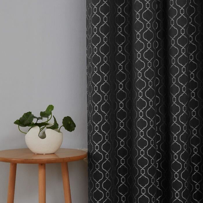 Deconovo Lot De 2 Rideau Bebe Fille Rideaux Salon Design Moderne Rideau Decoratif Jacquard A Oeillets Pour Chambre 132x1cm Noir Cdiscount Maison