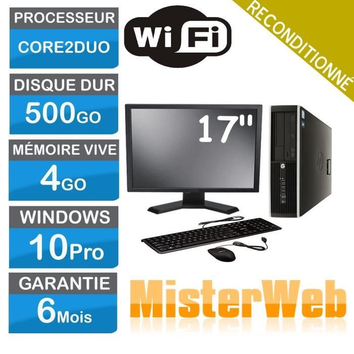 Ordinateur de Bureau complet core2duo 500 Go HDD 4 Go Ram Win10 écran 17 EN VRAC selon modèle disponible. DELL HP LENOVO En - Dell