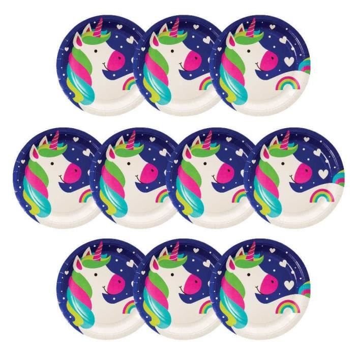 Lot De 82 Assiettes De Fête Licorne Pour 16 Invités - Vaisselle Anniversaire Fée Papillon - Thème Fée Magique