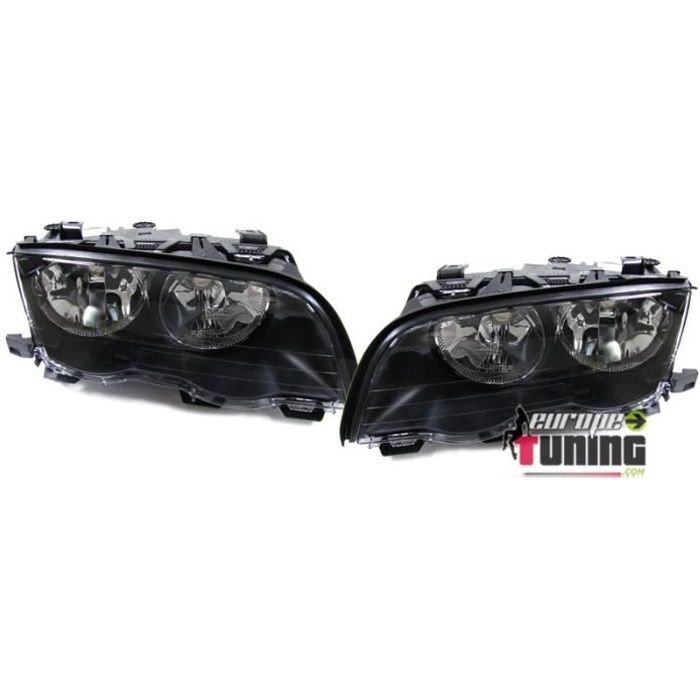 2 PHARES AVANTS NOIRS FEUX BMW SERIE 3 E46 5 PORTES 1998-2001 (05339)