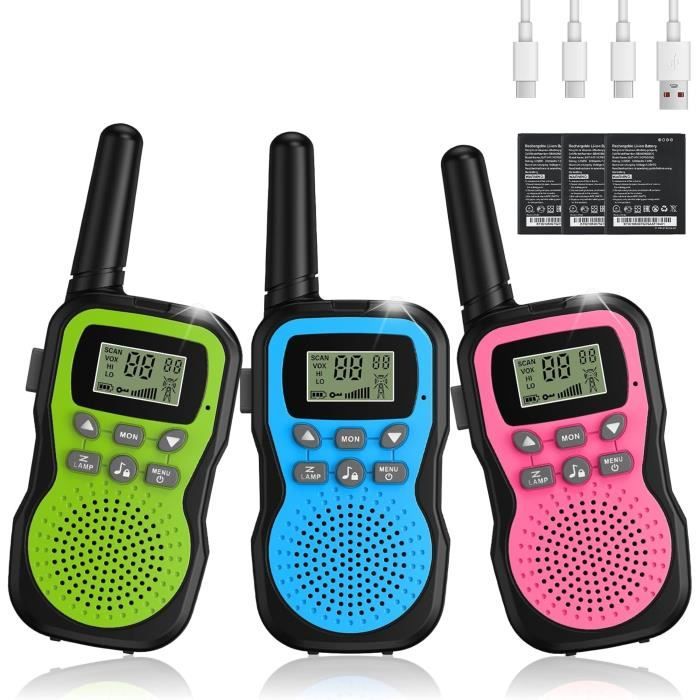 Talkies-walkies Enfants Rechargeables USB-C NXGKET – Lot 3 Couleurs (orange/bleu/jaune)