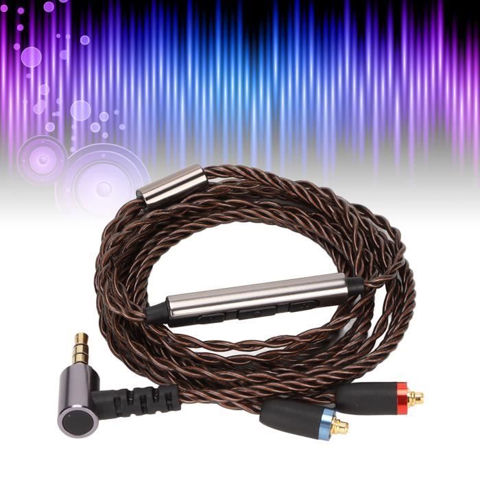 Câble écouteurs MMCX 16 Conducteurs Argenté - 1,2 M, Fiche 2,5/3,5/4,4 Mm Au Choix