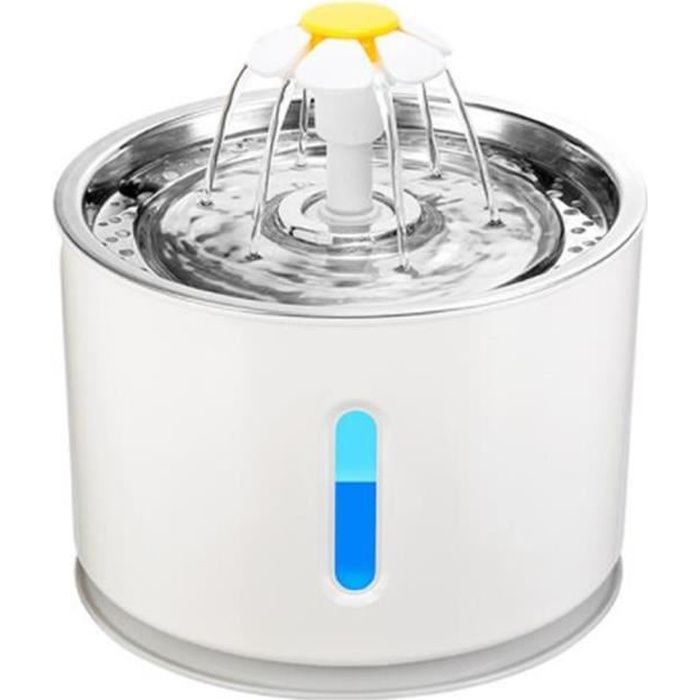 Comparer les prix de Fontaine à Eau pour Chat et Petit Chien 2.4L Distributeur Eau Silencieux Acier Inoxydable Veilleuse à LED