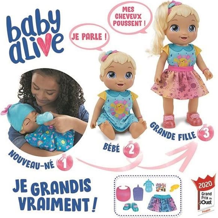 BABY ALIVE - Baby Grows Up (Happy) - Happy Hope ou Merry Meadow - Poupée qui  grandit et parle - accessoires surprise - Cdiscount Jeux - Jouets