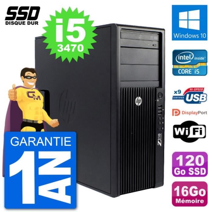 PC Tour HP Z210 Intel Core i5-3470 RAM 16Go SSD 120Go Windows 10 Wifi Reconditionné - Hewlett-Packard reconditionné disponible sur Cdiscount Seconde Vie