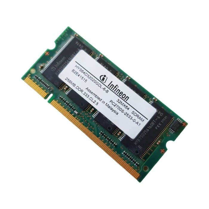 Barrette Mémoire 256Mo RAM DDR Infineon HYS64D32020GDL 6 B SO-DIMM PC-2700S - Infineon