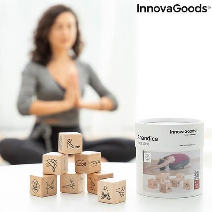 Lot De 4 Dés Yoga Romantiques En Bois – 18 Postures D'amour, Dé De Temps, Pochette Velours, Couple