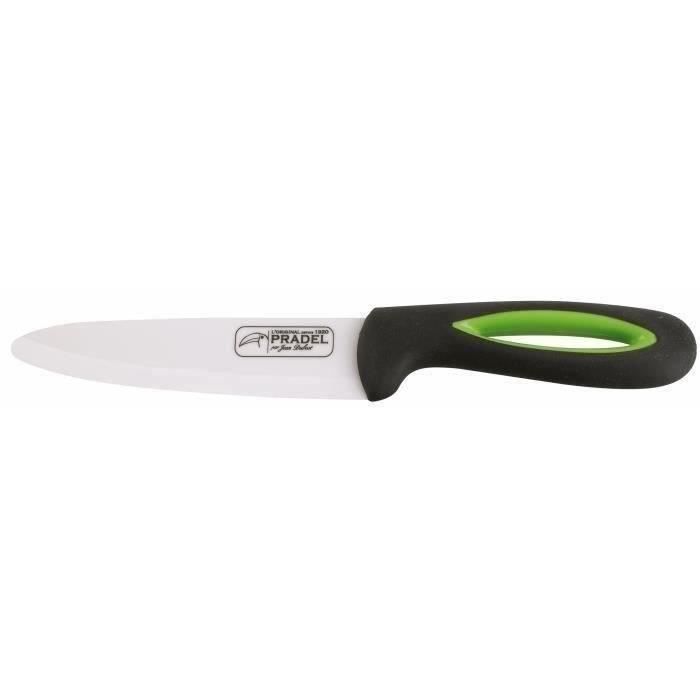 JEAN DUBOST Couteau céramique de chef Stratos - 16 cm - Manche noir et vert