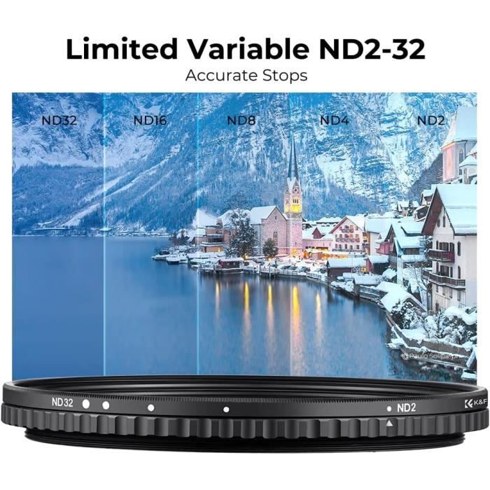 Filtre ND Variable 62mm K&F Concept - ND8 à ND2000 Pour Photos Et Vidéos Professionnelles