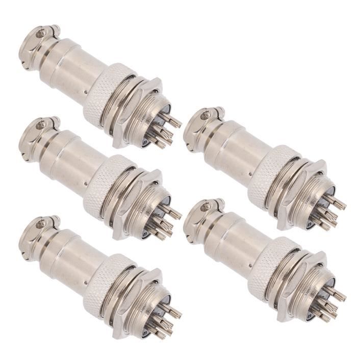 6 Paires Connecteurs Aviation GX16 8 Broches Mâle Femelle - Métal 5A Avec Capuchons