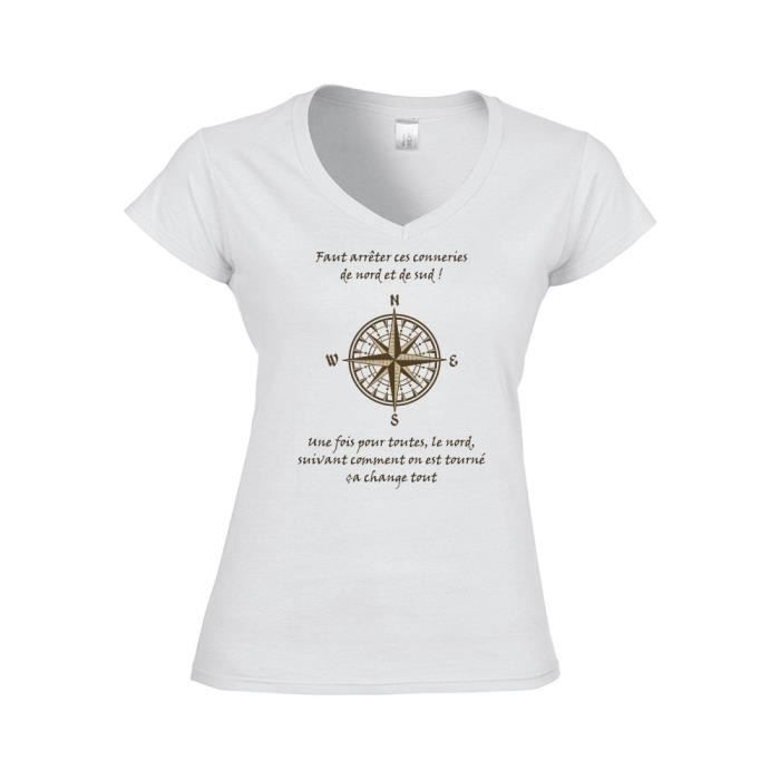 T Shirt Femme Col V Citation Kaamelott Perceval Nord Et Sud 2 S Rose Rose Cdiscount Pret A Porter